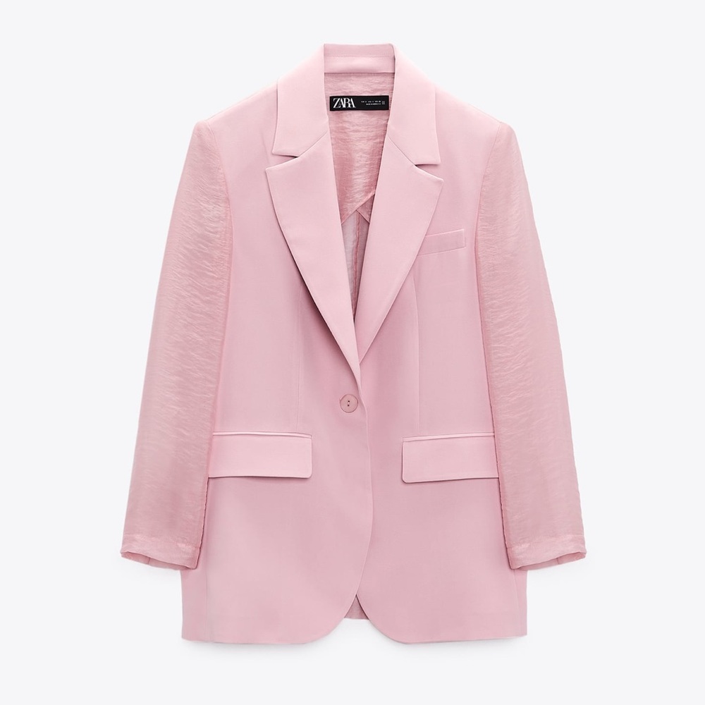 ZARA 2 PIECES SET MIXED ORGANZA BLAZER AND MIXED ORGANZA STRAIGHT LEG PANTS - Picture 11 of 16
